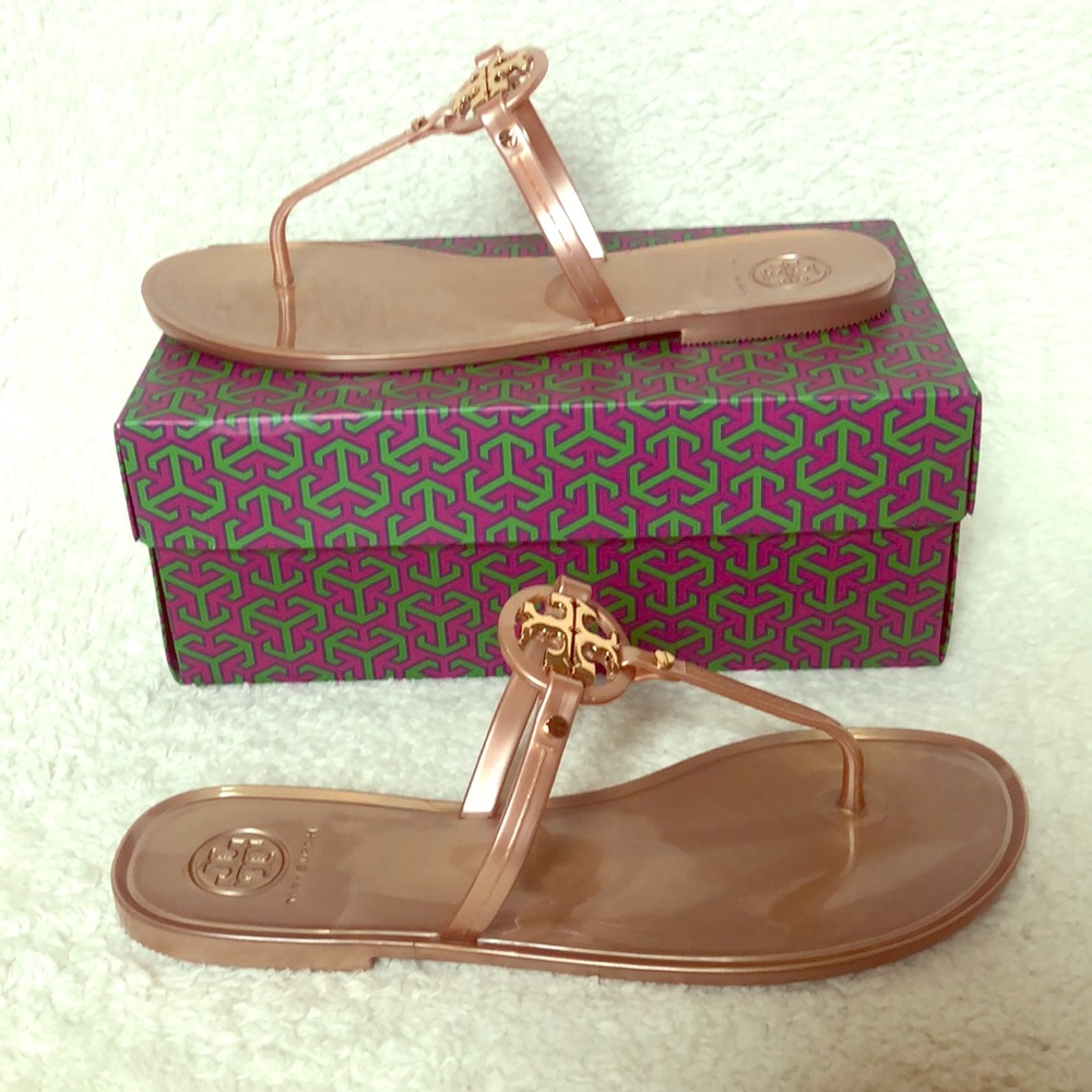 Tory Burch Mini-Miller Flat Sandal Rose Gold Jelly